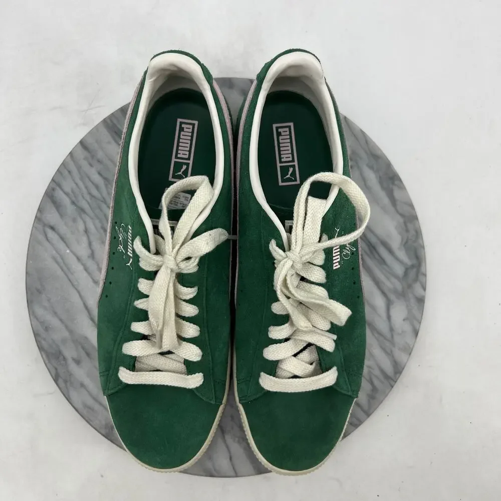 Puma Mens 13 Shoe Green Suede Clyde OG Lace Up Low Top Sneaker Retro 391962-10